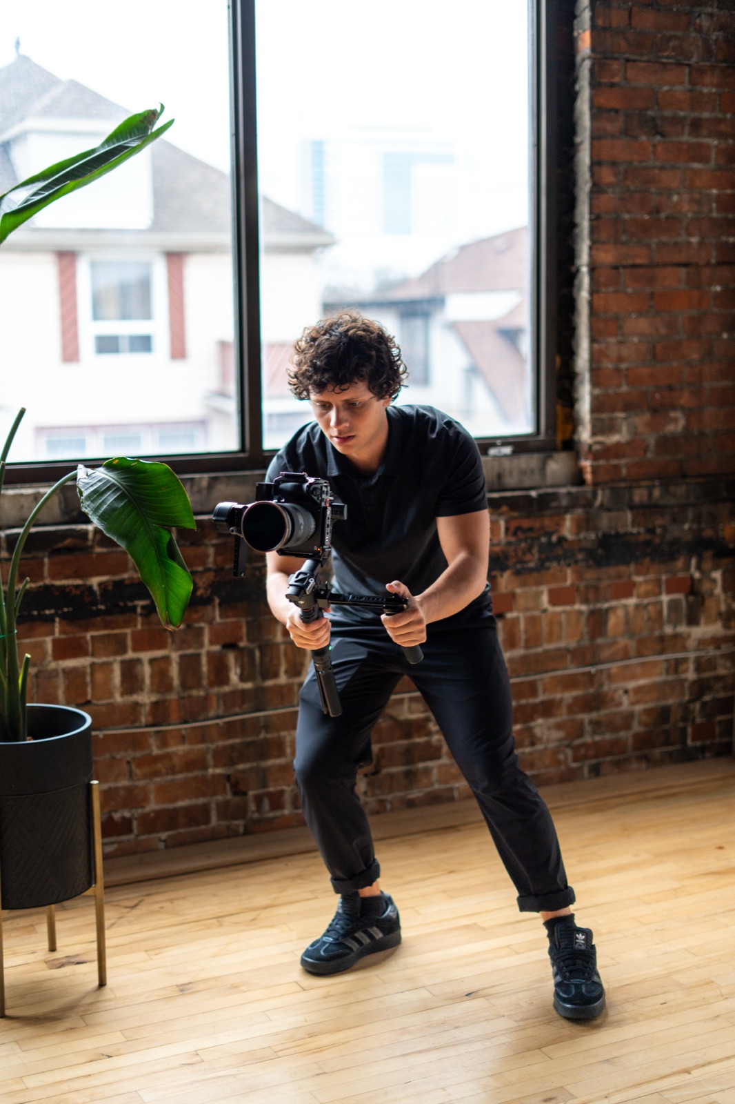Josh building, camera in hand